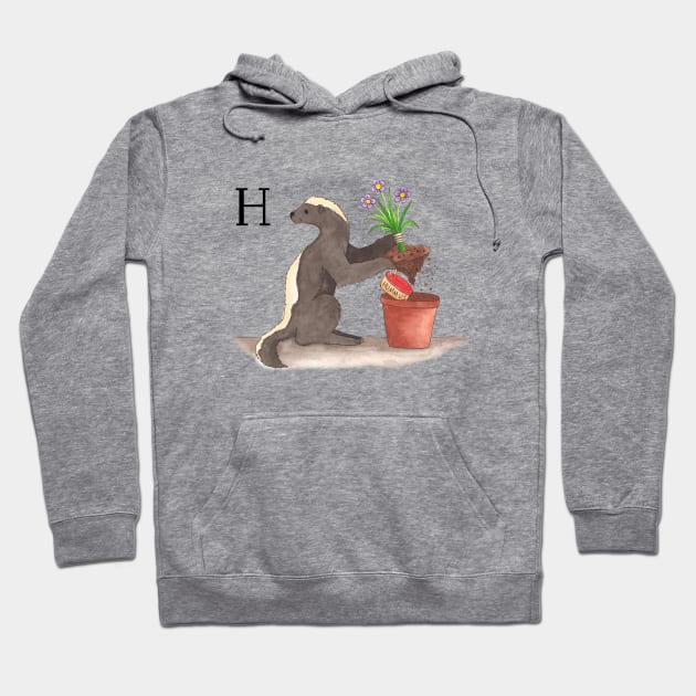 H is for Honey Badger (he doesn't care) Hoodie by thewatercolorwood